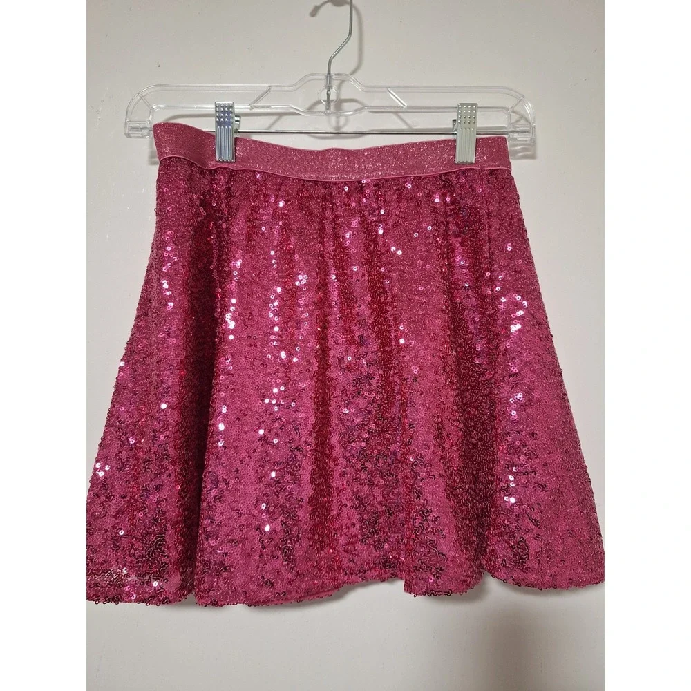 365 KIDS From Garanimals Girls Size 10 Pink Rose Sequin Skirt Elastic Waist